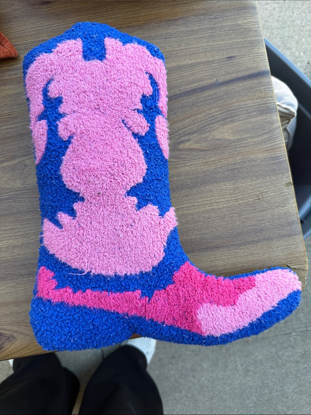 Cozy Pink & Blue Boot-Shaped Accent Pillow - Home Accents
